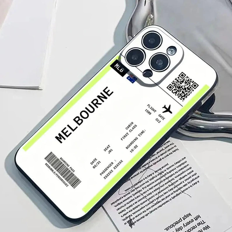 Plane Ticket Phone Case Boarding Pass For iPhone Silcone Cover