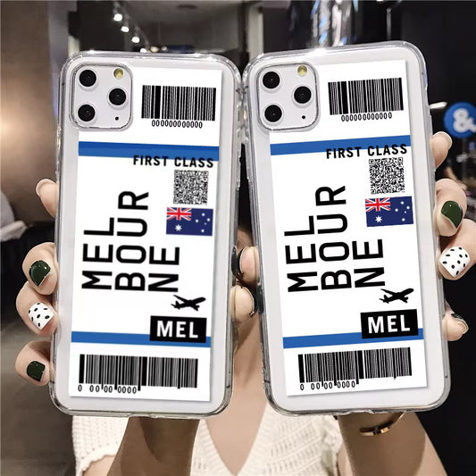 Melbourne Travel Airplane Ticket First Class Boarding Pass Phone Case Mobile Cover City of Melbourne