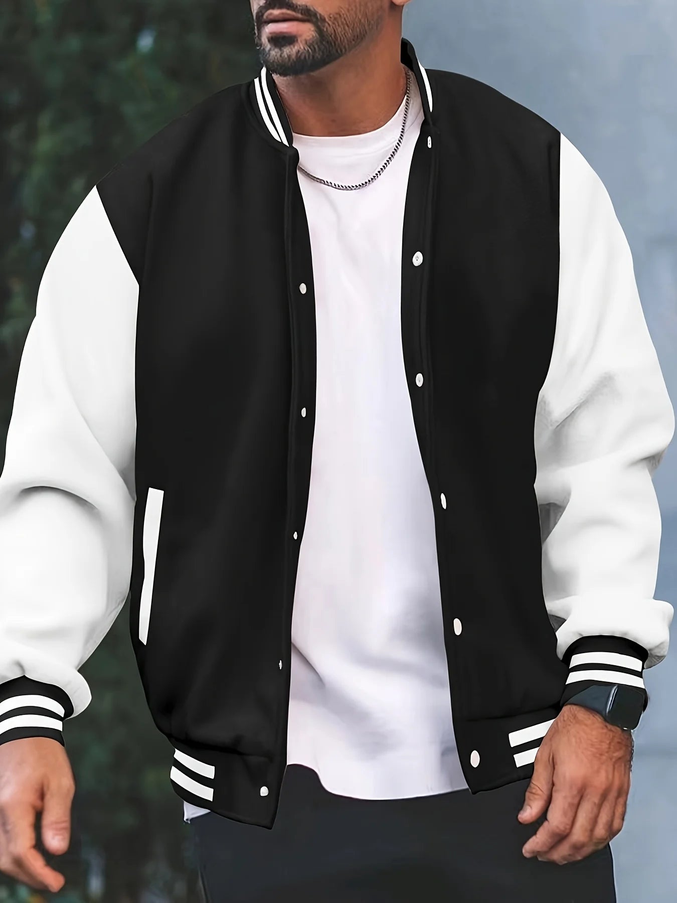 Men's Button Up Baseball Varsity Jacket