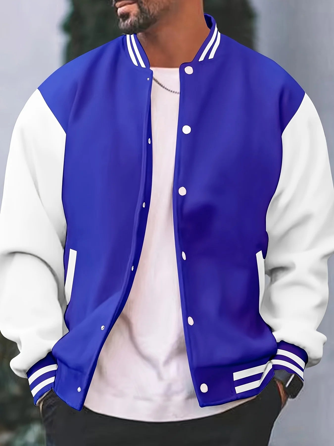 Men's Button Up Baseball Varsity Jacket