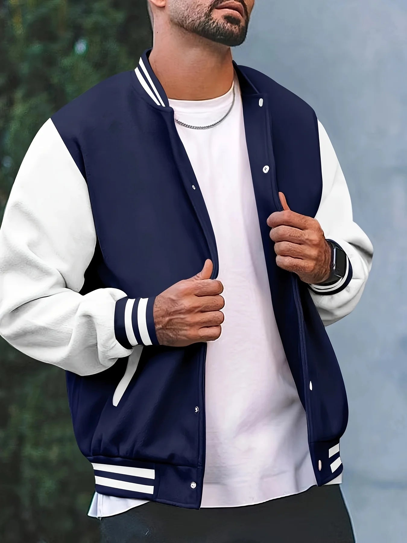 Men's Button Up Baseball Varsity Jacket