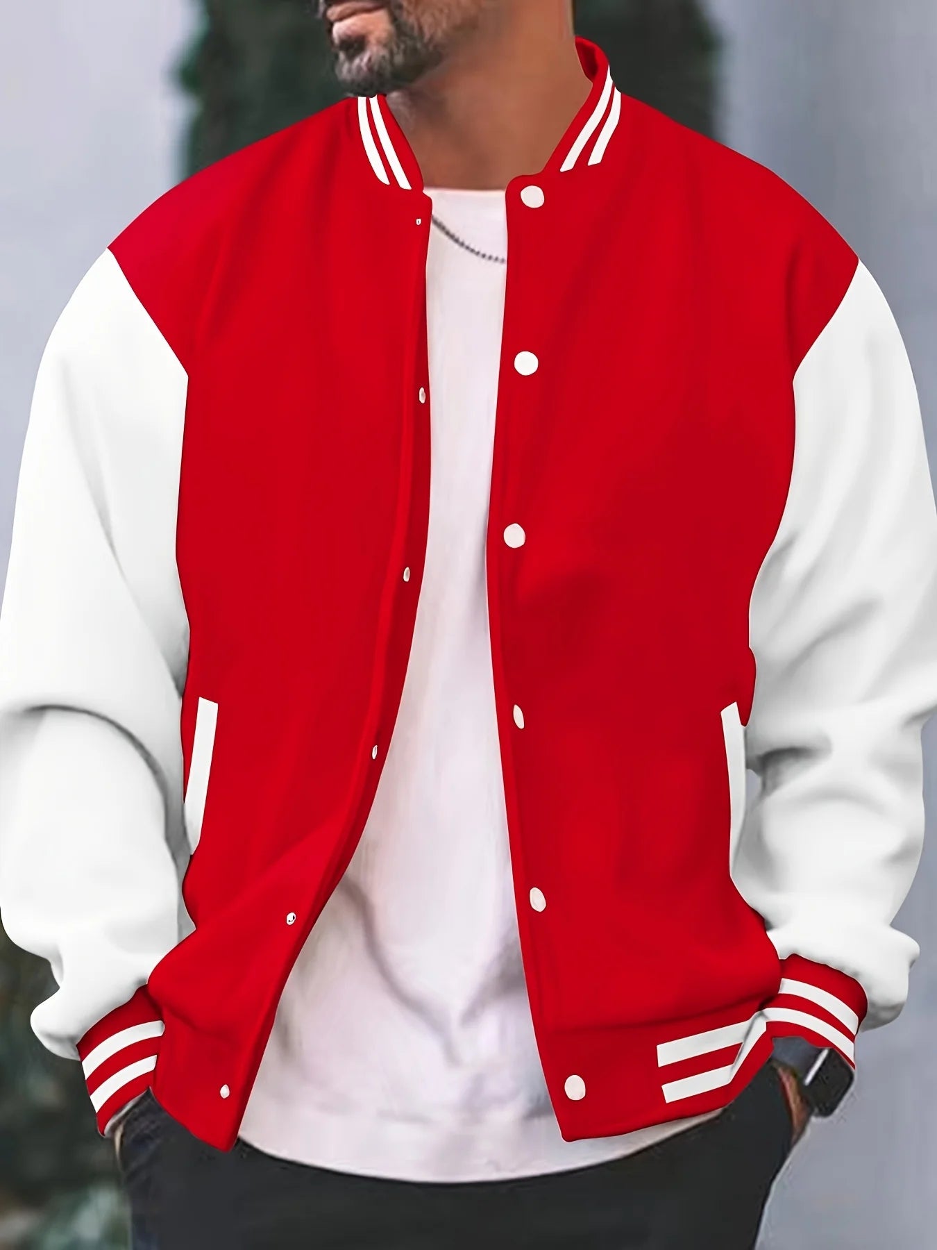 Men's Button Up Baseball Varsity Jacket