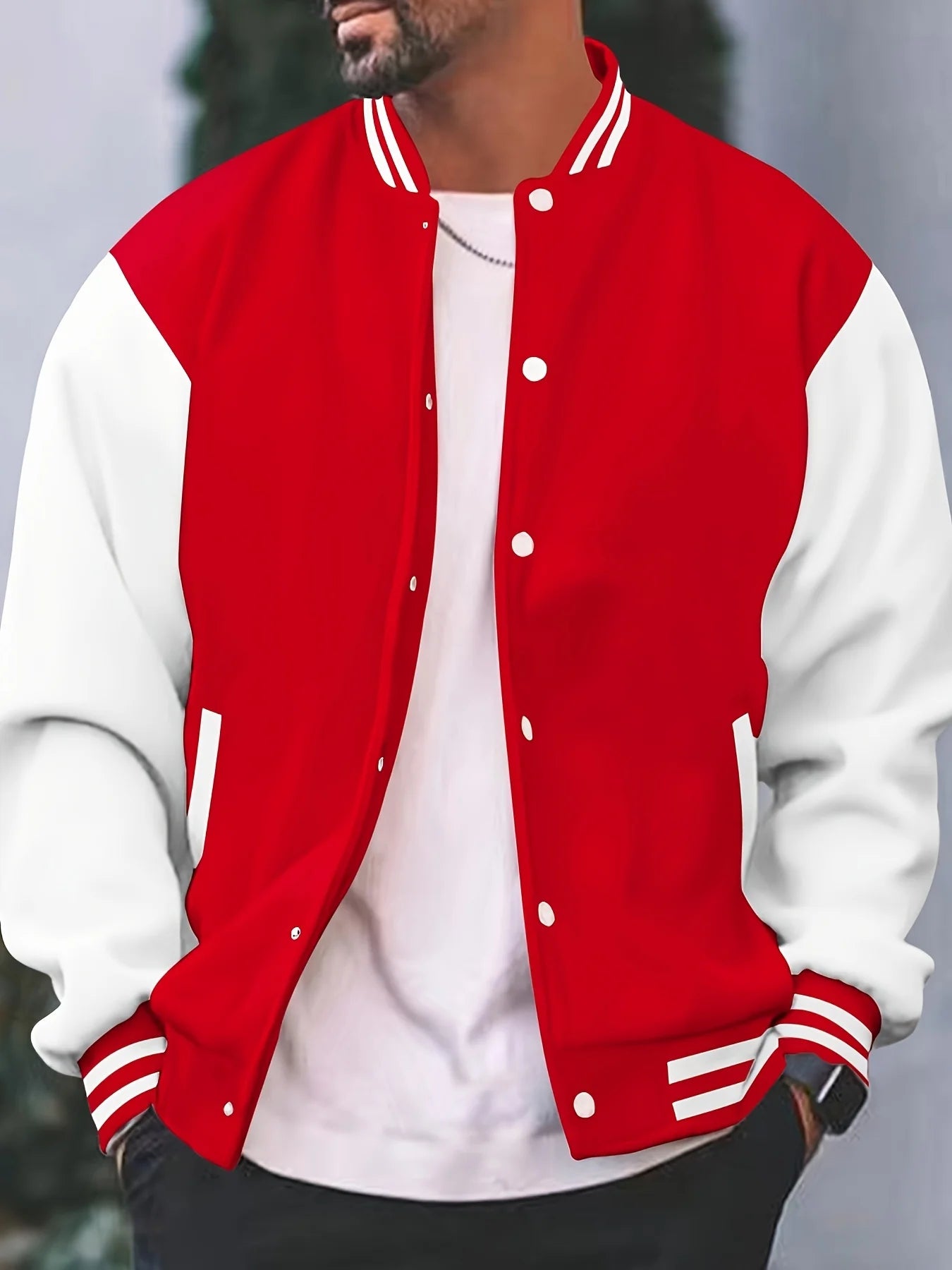 Men's Button Up Baseball Varsity Jacket