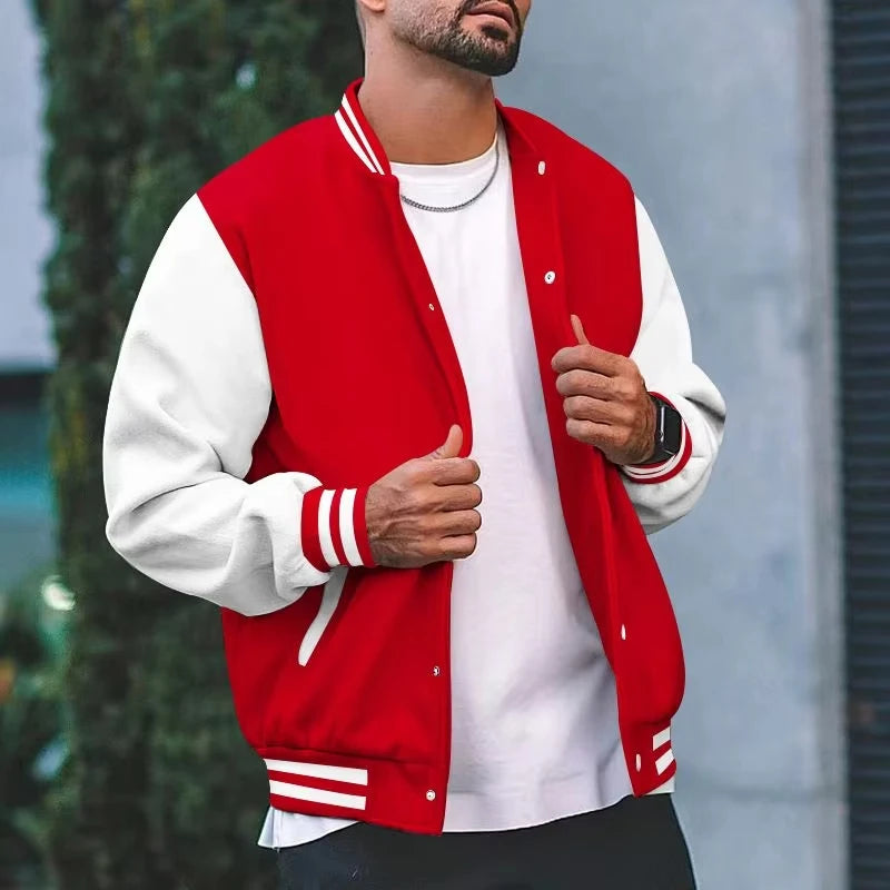 Men's Button Up Baseball Varsity Jacket