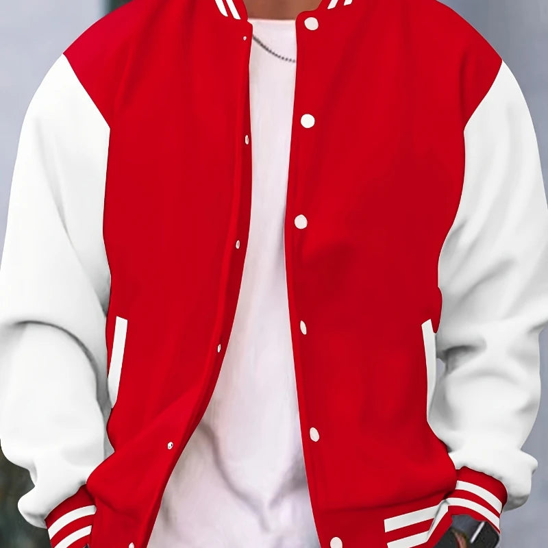 Men's Button Up Baseball Varsity Jacket