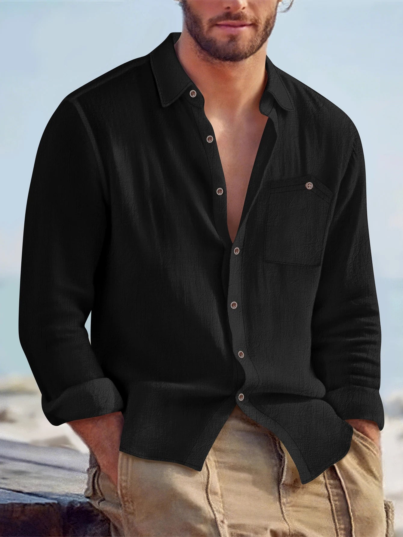 Men's Cotton and Hemp Casual Shirt