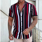 Men's Striped Shirts Short-Sleeve Summer Stripes Top in Big Man Sizes
