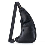 Men's Cross Body Shoulder Sling Backpack Chest Bag Pouch Genuine Leather