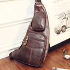 Men's Cross Body Shoulder Sling Backpack Chest Bag Pouch Genuine Leather