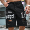 Men's Denim Baggy Shorts Distressed Knee Length Jorts
