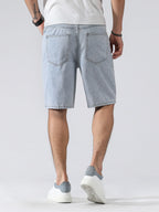 Men's Denim Baggy Shorts Distressed Knee Length Jorts