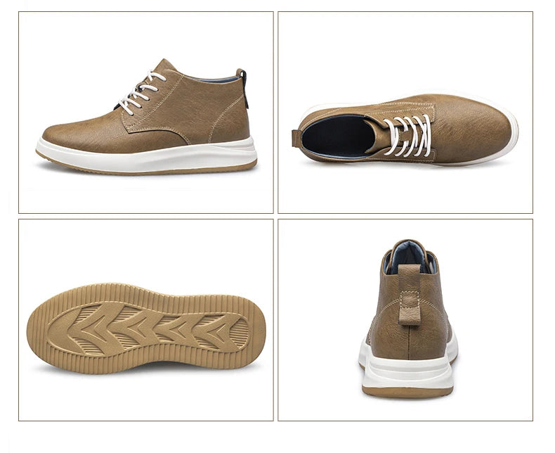 Men's High-Top Elevator Platform Shoes Height Increasing 8cm