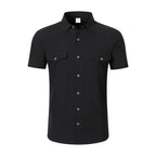 Men's Linen Short Sleeve Shirt With Double Chest Pockets