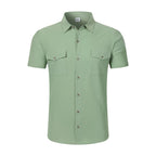 Men's Linen Short Sleeve Shirt With Double Chest Pockets
