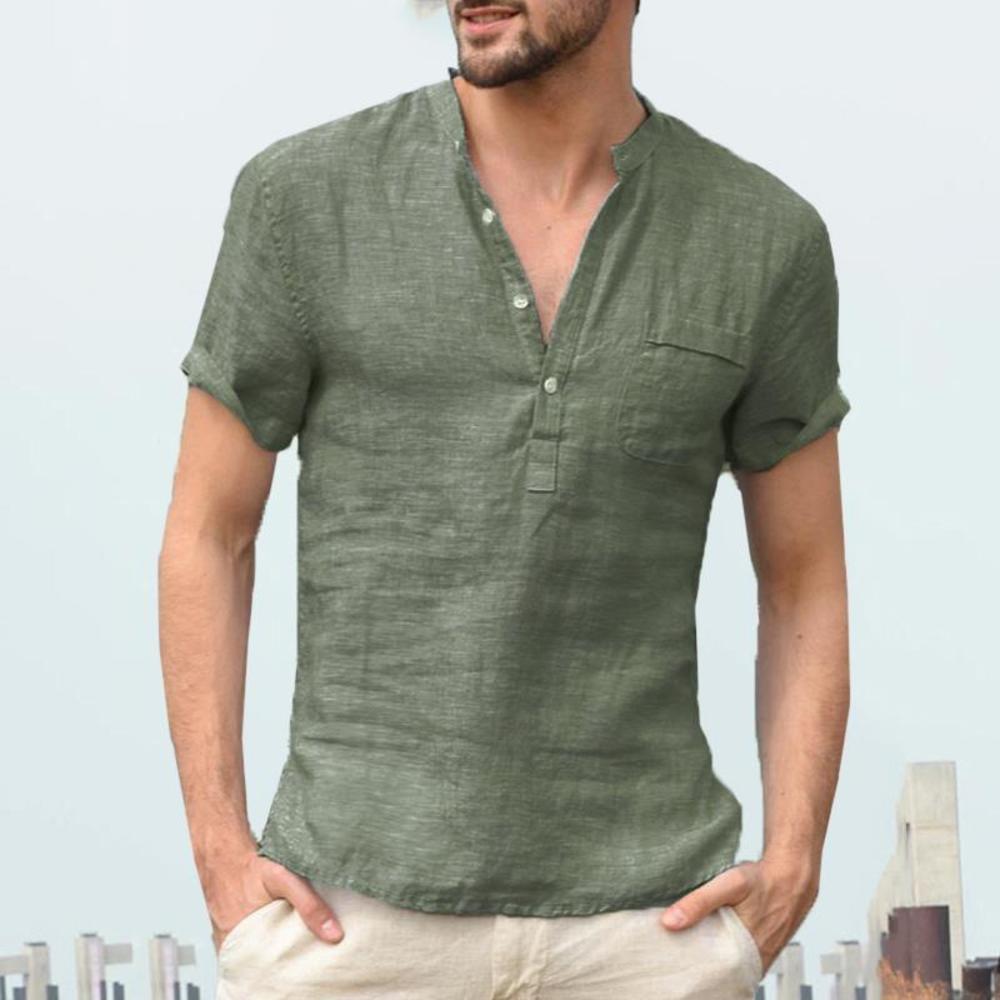 Men's Cotton Linen Shirt Stylish Cool Casual Loose-Fitting Top