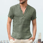 Men's Cotton Linen Shirt Stylish Cool Casual Loose-Fitting Top