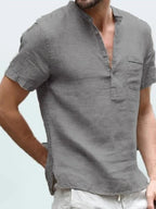 Men's Cotton Linen Shirt Stylish Cool Casual Loose-Fitting Top