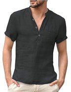 Men's Cotton Linen Shirt Stylish Cool Casual Loose-Fitting Top