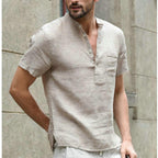 Men's Cotton Linen Shirt Stylish Cool Casual Loose-Fitting Top