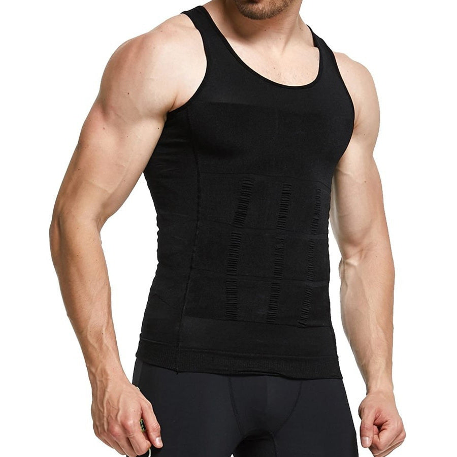 Compression Vest Men's Shapewear Slimming T-shirt Underwear Hide Beer Belly Look Skinny