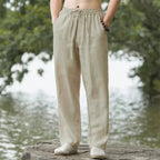 Men's Cotton Linen Beach Pants Loose Fit