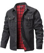 Men's Flannel Lined Overshirt | Snap Button Shirt Jacket Shacket