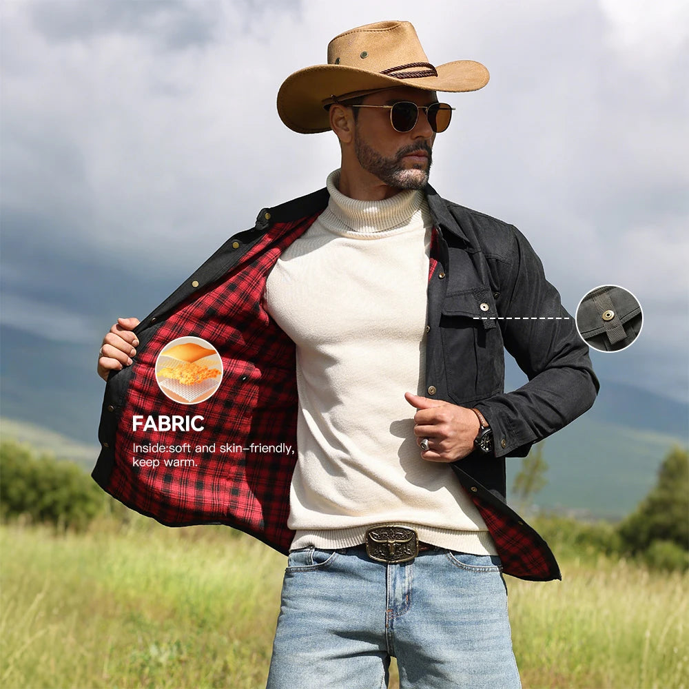 Men's Flannel Lined Overshirt | Snap Button Shirt Jacket Shacket