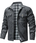 Men's Flannel Lined Overshirt | Snap Button Shirt Jacket Shacket