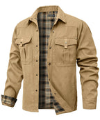 Men's Flannel Lined Overshirt | Snap Button Shirt Jacket Shacket