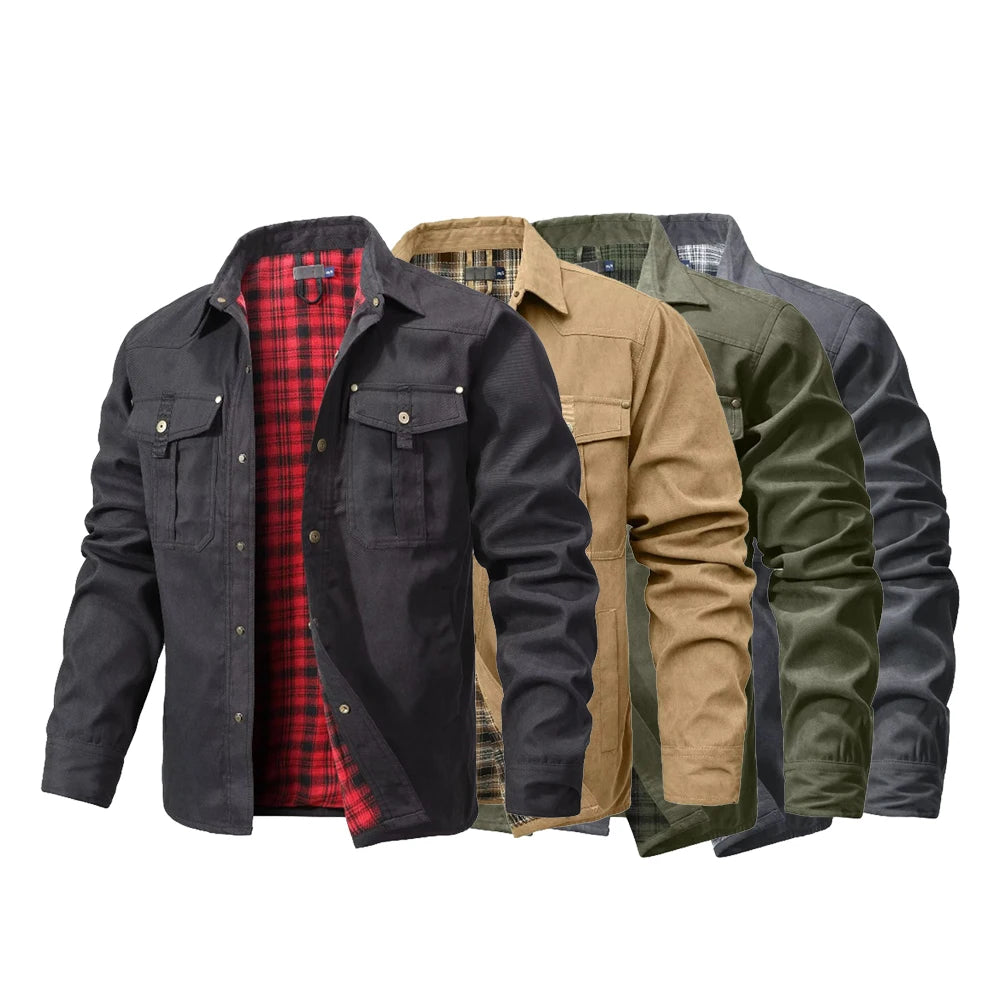 Men's Flannel Lined Overshirt | Snap Button Shirt Jacket Shacket