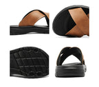 Men's Leather Sandals Crisscross Straps with Soft Sole