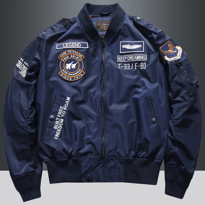 Men's Pilot Bomber Air Force Jacket Baseball Varsity College Design