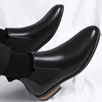 Men's Platform Leather Boots Elevator Chelsea Heel Shoes 6cm