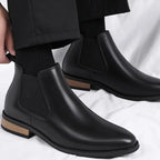 Men's Platform Leather Boots Elevator Chelsea Heel Shoes 6cm