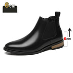 Men's Platform Leather Boots Elevator Chelsea Heel Shoes 6cm