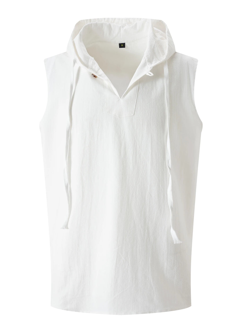 Men's Sleeveless Cotton Linen Singlet Hoodie Tank Top