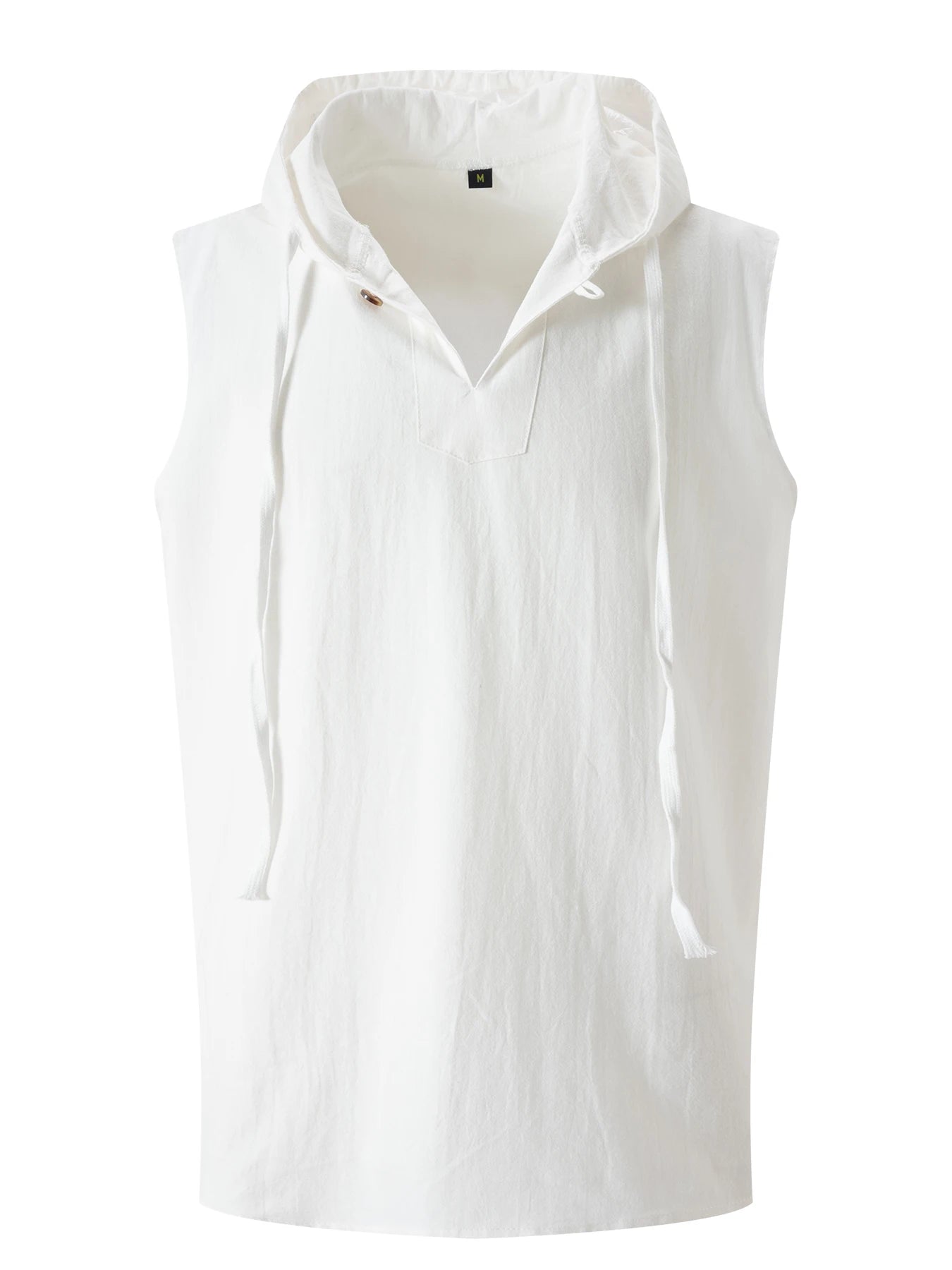 Men's Sleeveless Cotton Linen Sports Hooded Singlet Hoodie Tank Top