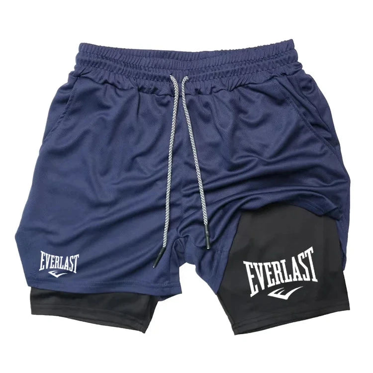Men's Shorts 2 in 1 Layer Double Deck Gym Fitness Bottoms