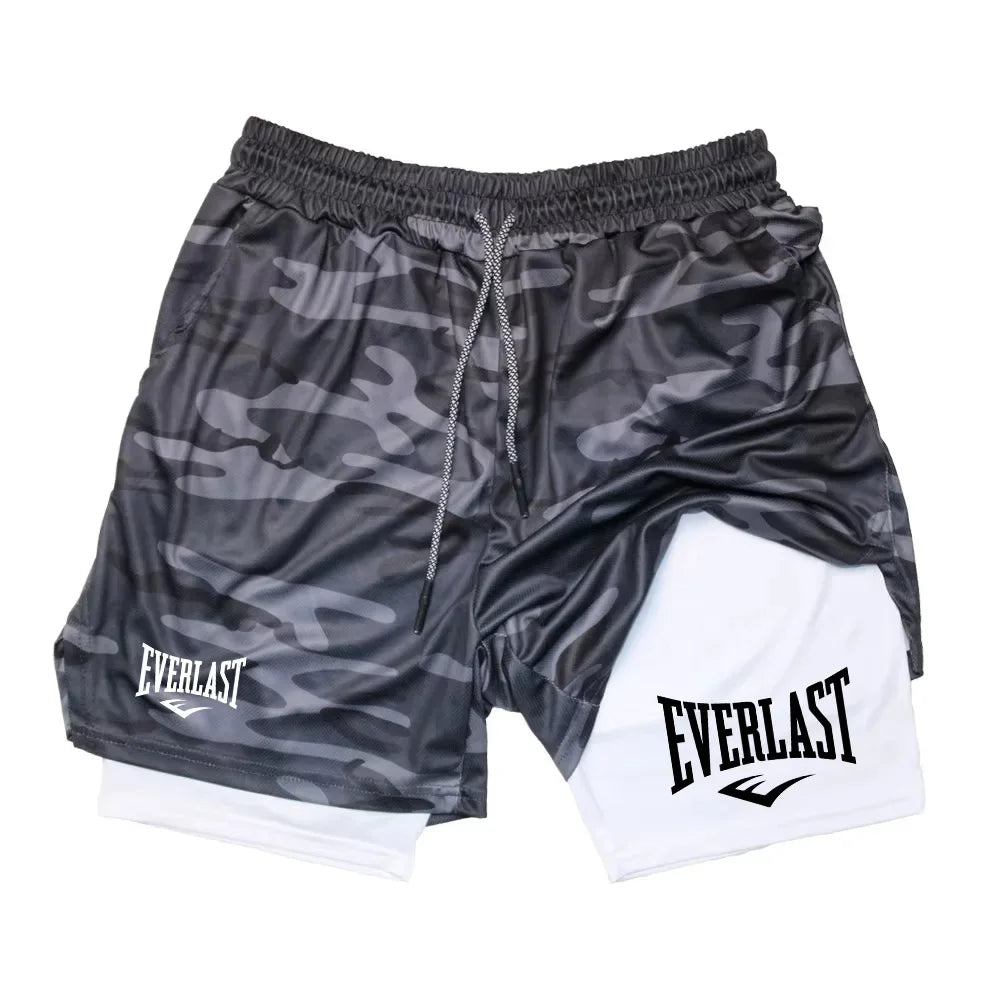 Men's Shorts 2 in 1 Layer Double Deck Gym Fitness Bottoms