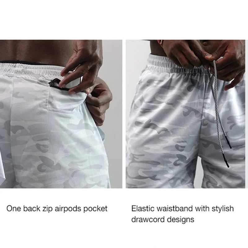 Men's Shorts 2 in 1 Layer Double Deck Gym Fitness Bottoms