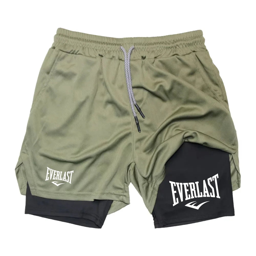Men's Shorts 2 in 1 Layer Double Deck Gym Fitness Bottoms