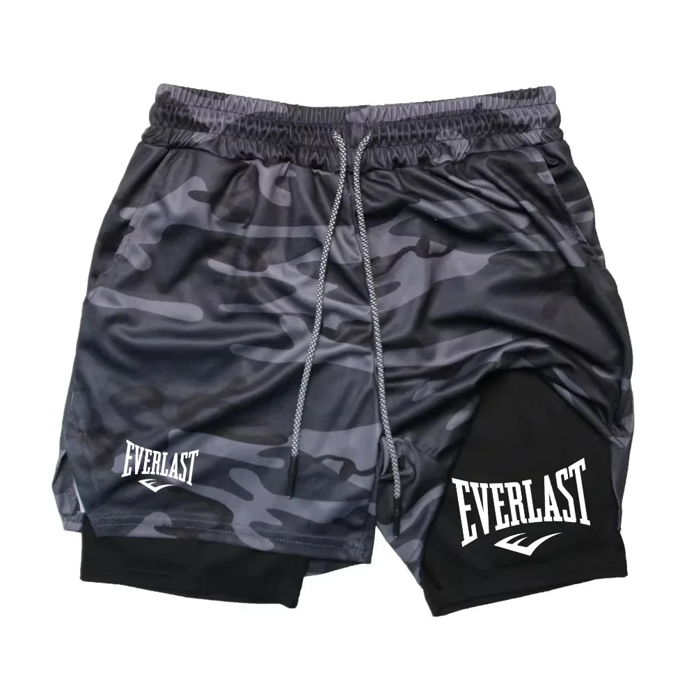 Men's Shorts 2 in 1 Layer Double Deck Gym Fitness Bottoms