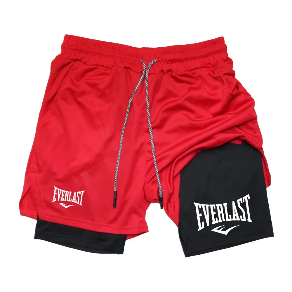 Men's Shorts 2 in 1 Layer Double Deck Gym Fitness Bottoms