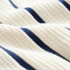 Men's Knit Polo Full Button Shirt With Stripes