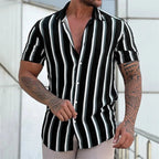 Men's Striped Shirts Short-Sleeve Summer Stripes Top in Big Man Sizes