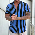 Men's Striped Shirts Short-Sleeve Summer Stripes Top in Big Man Sizes