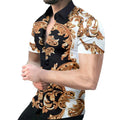 Men's Striped Geometric Short-Sleeve Shirt