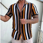 Men's Striped Shirts Short-Sleeve Summer Stripes Top in Big Man Sizes