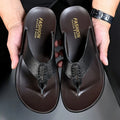 Men's Thongs Flip Flops High Leather Summer Beach Sandals
