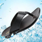 Men's Thongs Flip Flops High Quality Genuine Leather Summer Beach Sandals